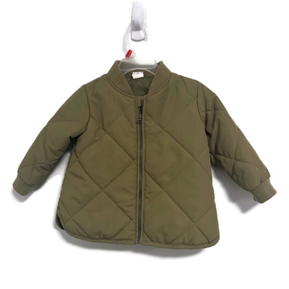 H&M Green Puffer Jacket with Quilted Design